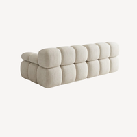 Canapé droit 2 places en chenille compressée, blanc, assises en blocs arrondis.