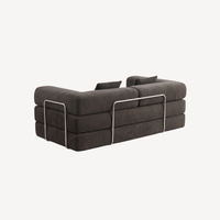 Canapé modulable 2 places anthracite, assise et dossier avec coussins, poignées métal