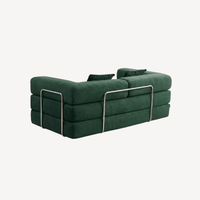 Canapé 2 places vert foncé en velours côtelé, dossier et coussins épais